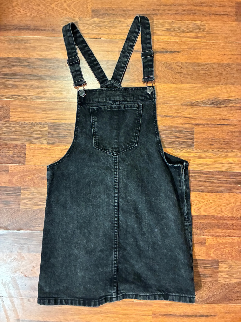 Forever 21 Black Denim Pinafore Dress